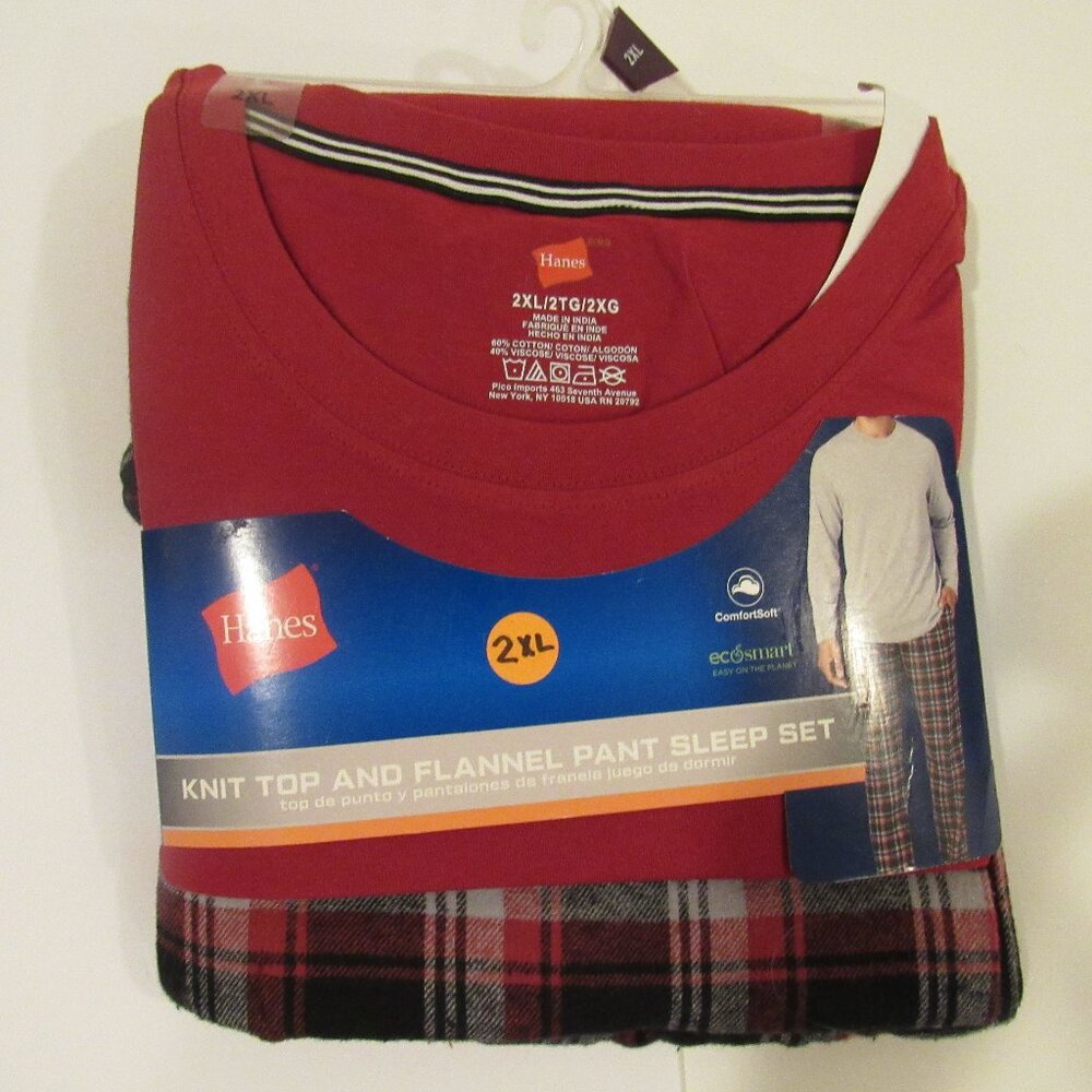 NEW MEN'S HANES BRAND 2-PIECE WINTER FLANNEL PAJAMA SET SIZE 2XL